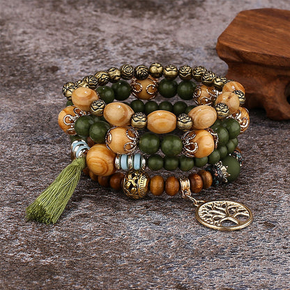 Frendorf | Boho Mehrschichtige Holzperlenarmband
