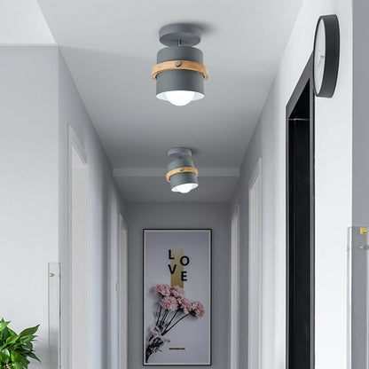 Frendorf | Cylindra Nordic Deckenleuchte | Halbzylinder-Design | Holz & Metall | Für Flur & Wohnbereich | 1-flammig