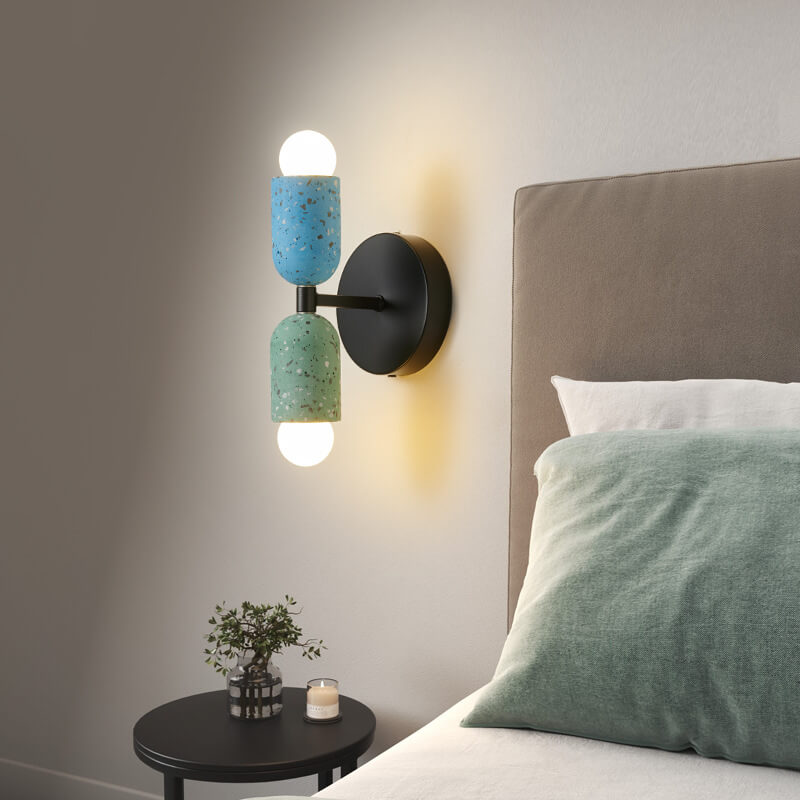 Frendorf | Zenolux Japanisches Wabi-Sabi Design Wandleuchte | Eisen & Zement | 2-Licht Lampe | Perfekt für moderne Innenräume