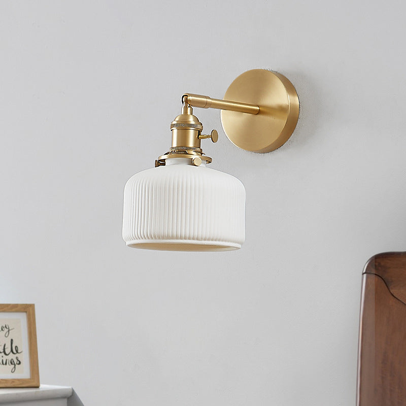 Frendorf | StripoLux Moderne Wandlampe | Minimalistische Keramik-Wandleuchte | Streifendesign | Ambientebeleuchtung