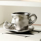 Frendorf | Metal Touching Face Kreative Keramische Kiss Kaffee Becher, Künstlerisches Vibe Becher & Untertasse Set