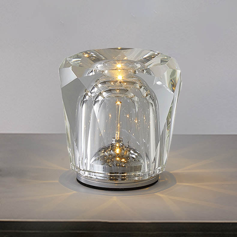 Frendorf | Crystavo Zylindrische Kristall LED Tischlampe | Kreatives Design | Perfekt für Schlafzimmer & Dekoration
