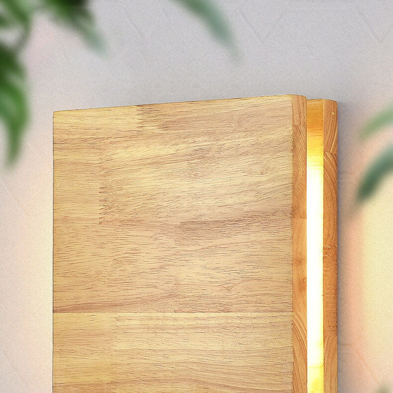 Frendorf | WabiLight Japanische Wabi-Sabi Holz-LED Wandlampe | Rechteckig oder Quadratisch | Warmes Ambiente