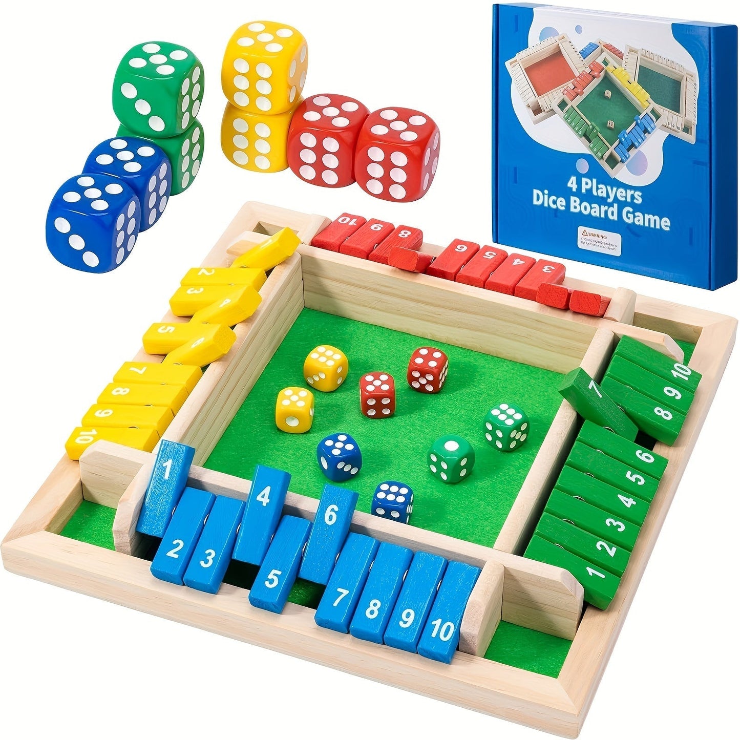 Frendorf | Shut The Box Spiel, Holzbrett Würfelspiele