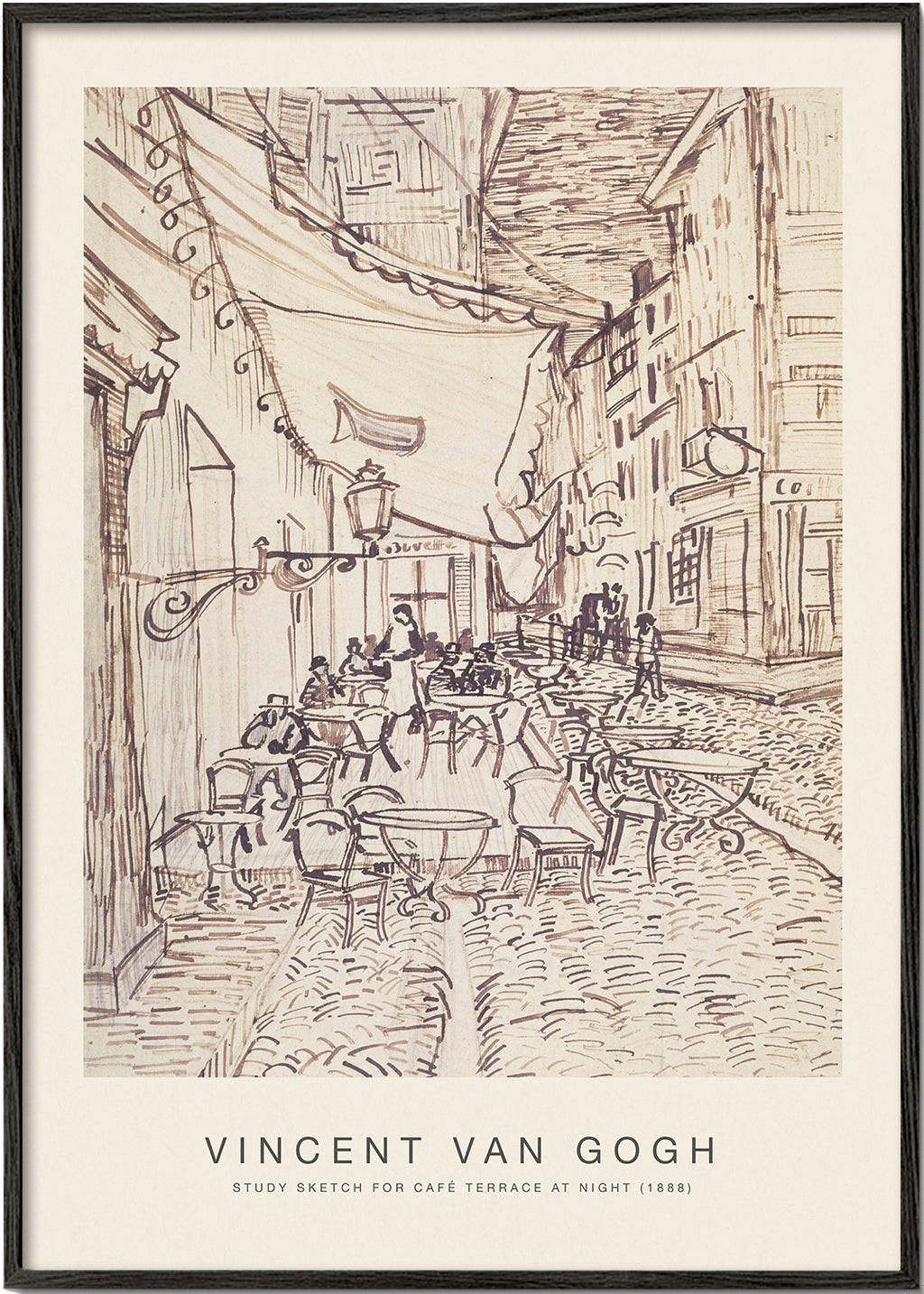 Study Sketch for Cafe�� Terrace at Night (Special Edition) - Vincent van Gogh