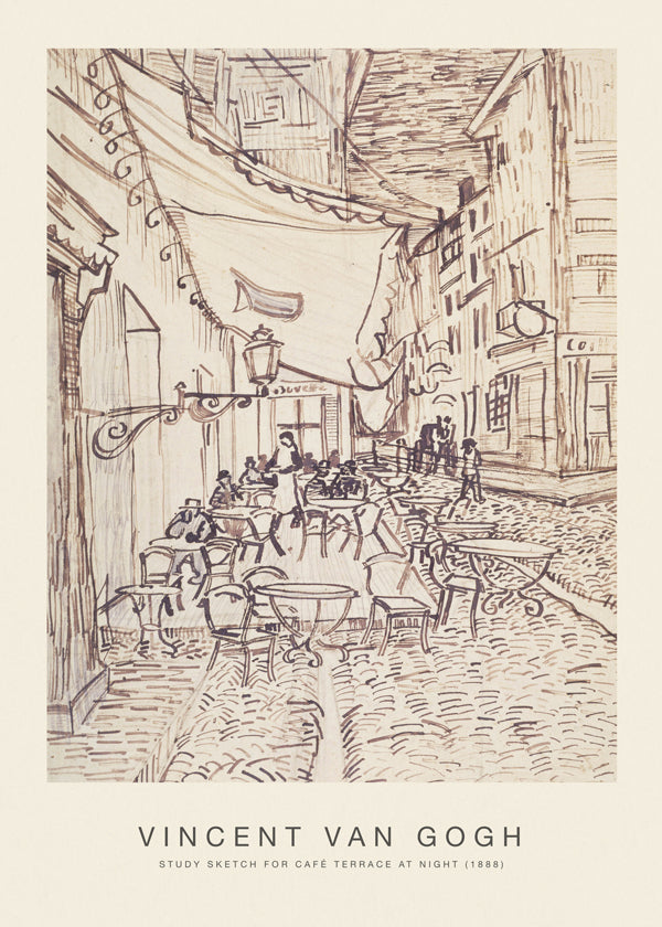 Study Sketch for Cafe�� Terrace at Night (Special Edition) - Vincent van Gogh