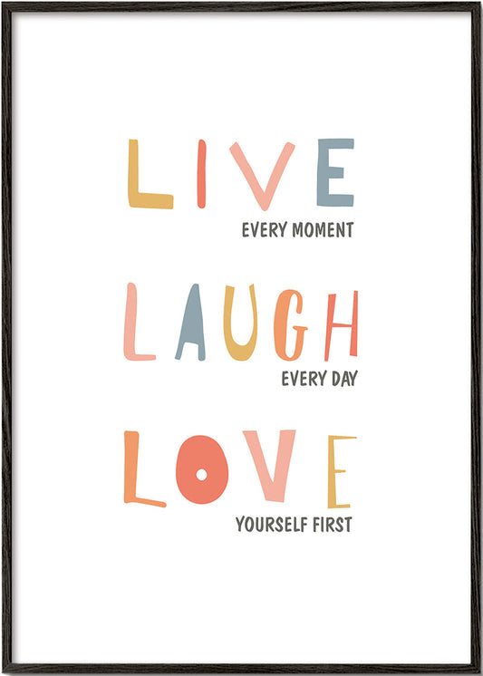 Frendorf | Live Laugh Love Zitat Pastellfarben