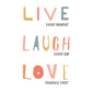 Frendorf | Live Laugh Love Zitat Pastellfarben