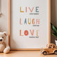 Frendorf | Live Laugh Love Zitat Pastellfarben