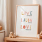 Frendorf | Live Laugh Love Zitat Pastellfarben