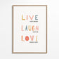 Frendorf | Live Laugh Love Zitat Pastellfarben