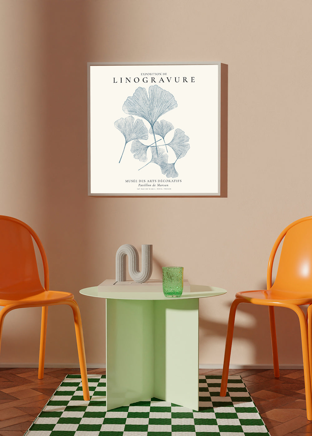 Frendorf | Exposition von Linolschnitt, Ginkgo-Blätter - QUADRAT