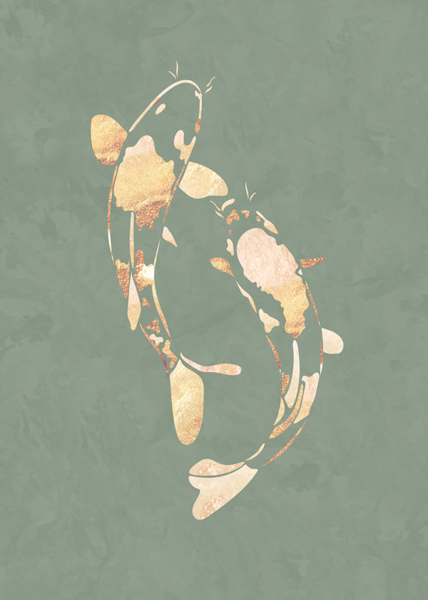 Gold Koi Fisch salbeigrün 1