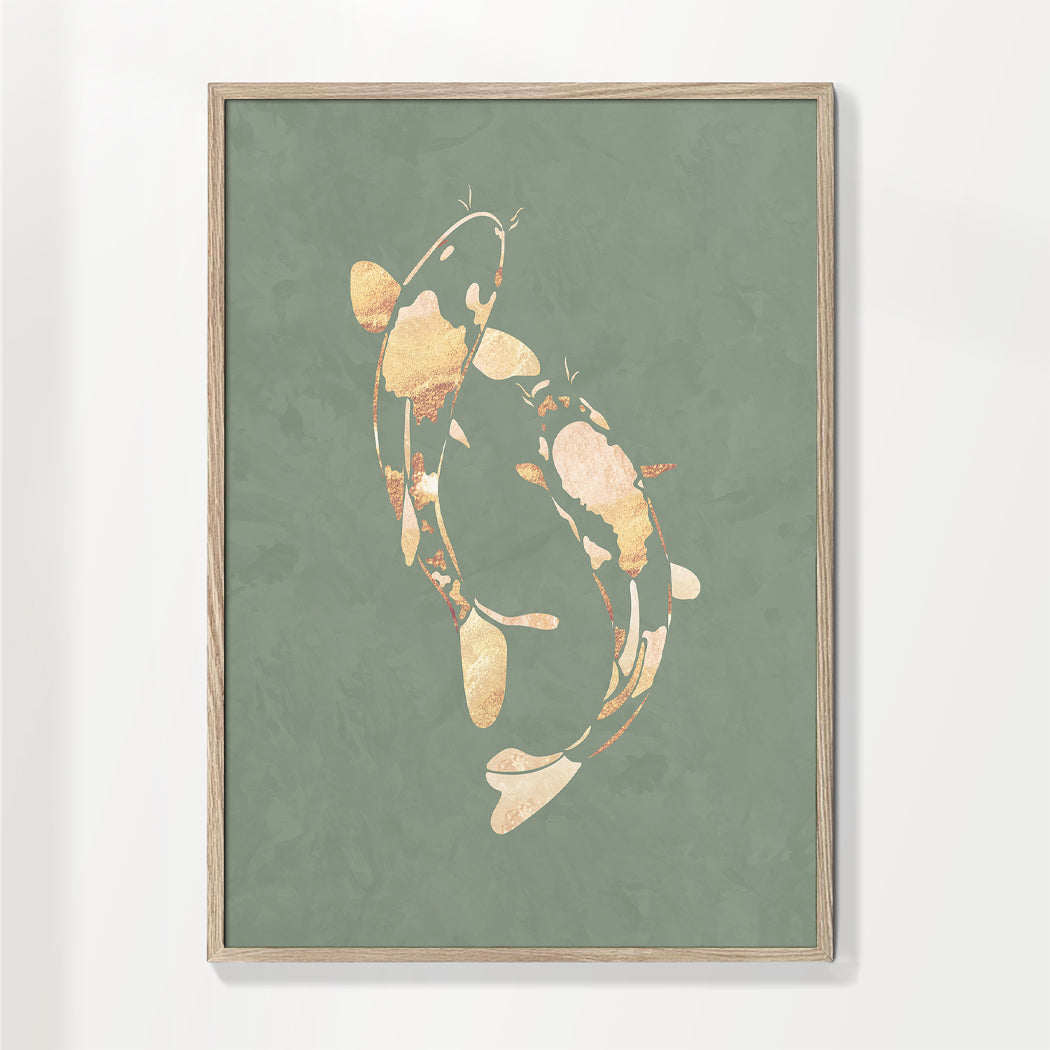 Gold Koi Fisch salbeigrün 1