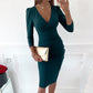 Frendorf | Sexy Einfarbiges Kleid mit V-Ausschnitt