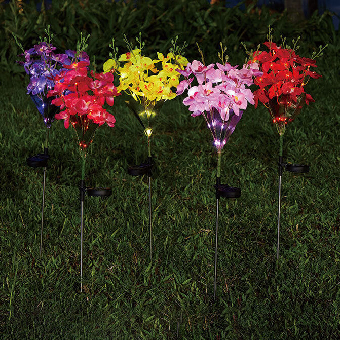 Moderne Kreative Simulation Phalaenopsis Solar LED Außen Patio Rasen Boden Einstich Landschaftslicht