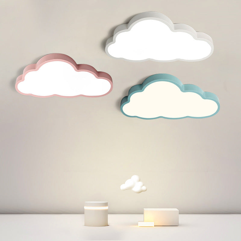 Zeitgenössische skandinavische Macaron Cartoon Eisen PVC Wolken Shade LED Deckenleuchte für das Wohnzimmer