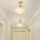 Frendorf | GlowLoom Nordic Oval Deckenleuchte | Holzstreifen Glasdesign | Halbrunde LED Lampe | Moderne Beleuchtung