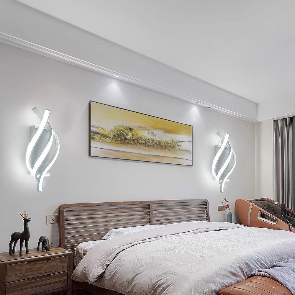 Modern Minimalist Spiral Linie Aluminium Acryl Silikon LED Wandleuchte Lampe Für Schlafzimmer