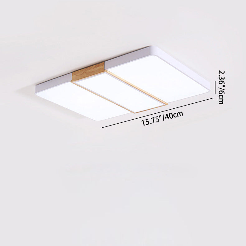Zeitgenössische skandinavische quadratische rechteckige Kombination Holz Eisen LED Deckenleuchte für das Wohnzimmer