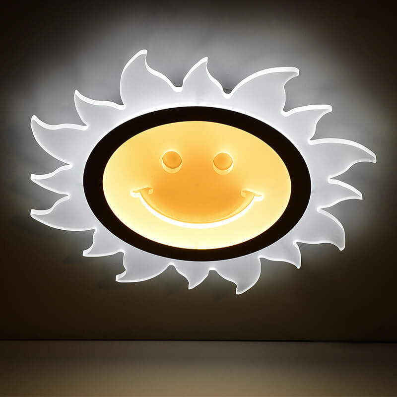 Frendorf | SunnyGlow Smiley LED Deckenleuchte | Cartoon Design | Warm- & Weißlicht | Dimmbar | Kinderzimmer