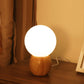 Frendorf | LuxeSphere Scandinavian Tischlampe | Holzsockel | Orb Glas-Design | Perfekt für Schlafzimmer & Wohnzimmer | Stimmungslicht