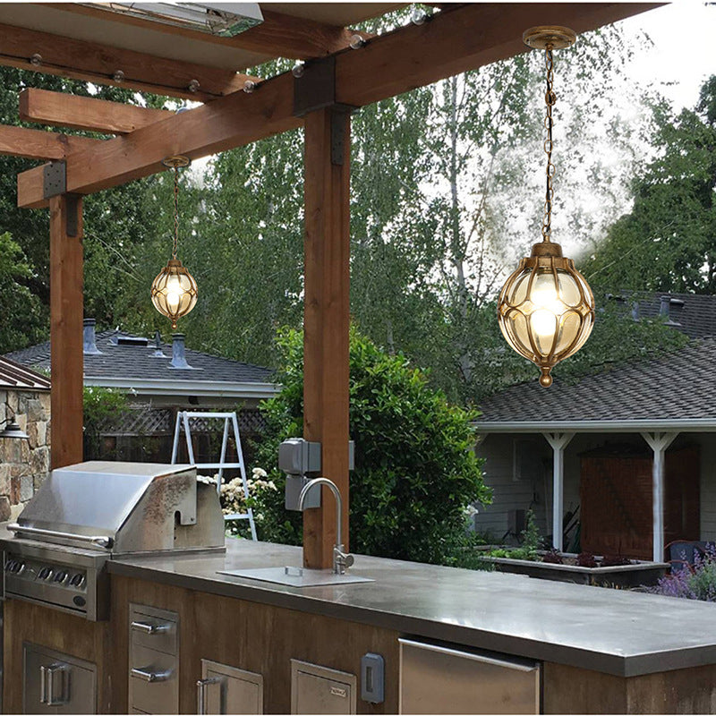 Frendorf | EuroLuxe Aluminium Pendelleuchte | Wasserdicht | Außenleuchte mit Glaskugel | Garten & Terrasse