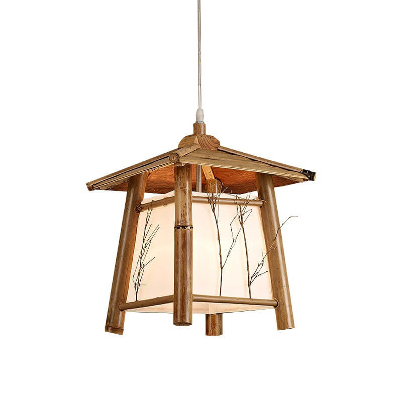 Frendorf | ZenLoom Japanische Bambus Pendelleuchte | Rustikales Design | Handgewebt | Natürliche Beleuchtung für Zuhause