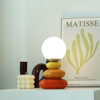 Frendorf | Pebluxe Minimalistische LED Tischlampe | Keramik & Glas | USB-Anschluss | Elegante Beleuchtung für Zuhause & Büro