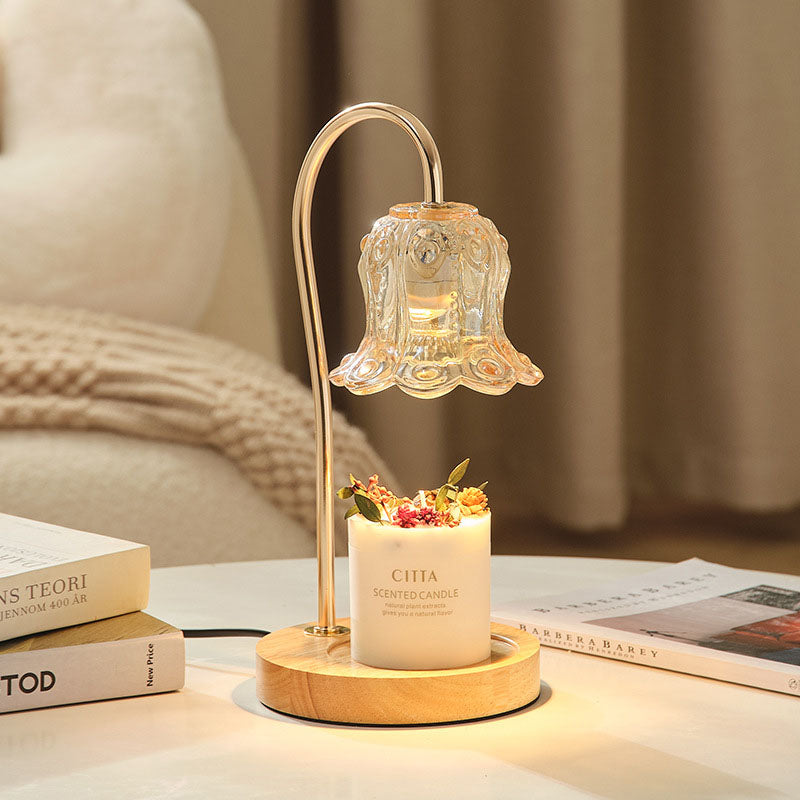 Frendorf | ValoraGlow Tischlampe | Modernes Holzdesign | Maiglöckchen-Stil | 1-flammig & Dimmbar