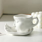 Frendorf | Metal Touching Face Kreative Keramische Kiss Kaffee Becher, Künstlerisches Vibe Becher & Untertasse Set