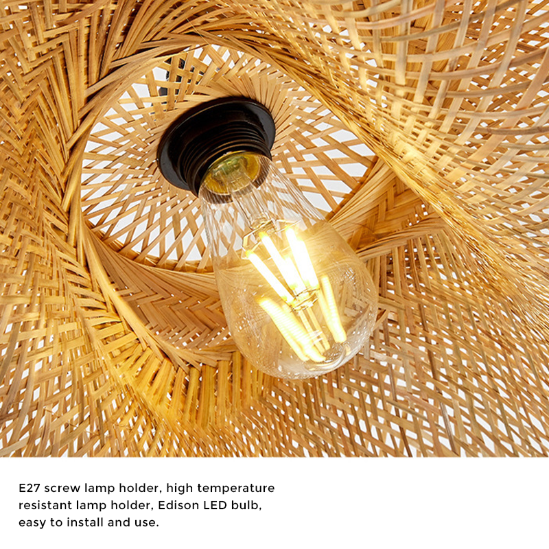 Rattan Gewebtes Bambus -Pendellicht - Led - Licht