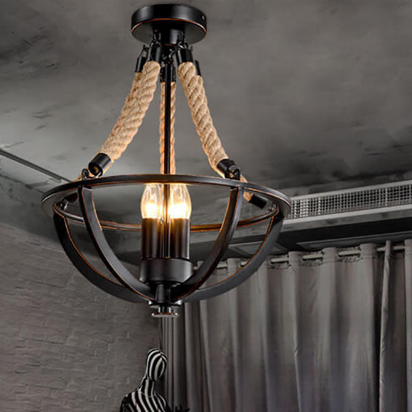 Industriel Eisen Schnur 3-Licht Insel Licht Kronleuchter