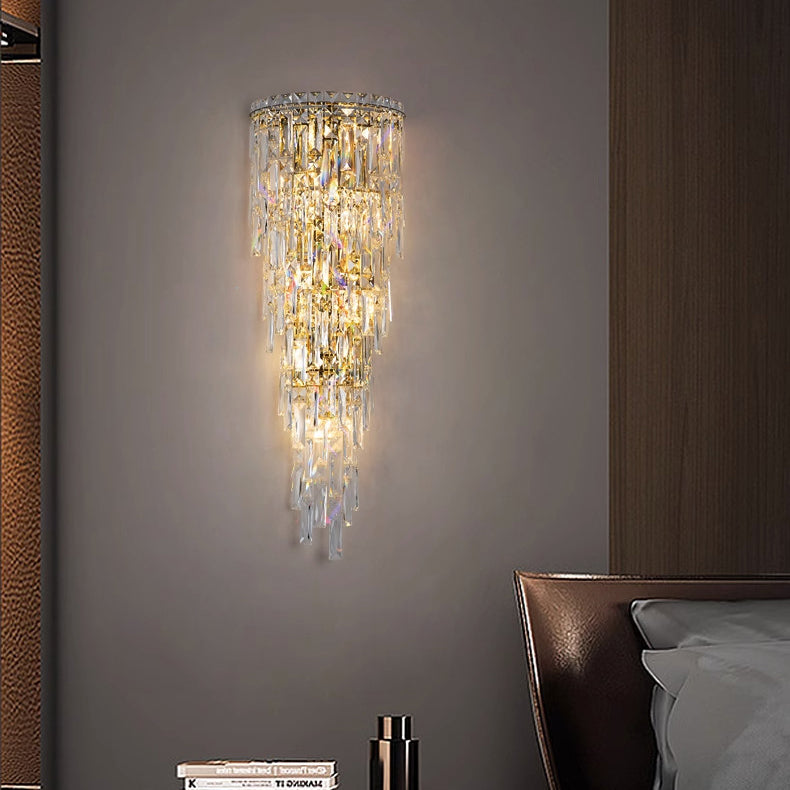 Frendorf | Lustrevia Kristall Wandleuchte | Luxus Design | Quasten aus Kristall | LED 1-Licht | Wohnzimmerlicht