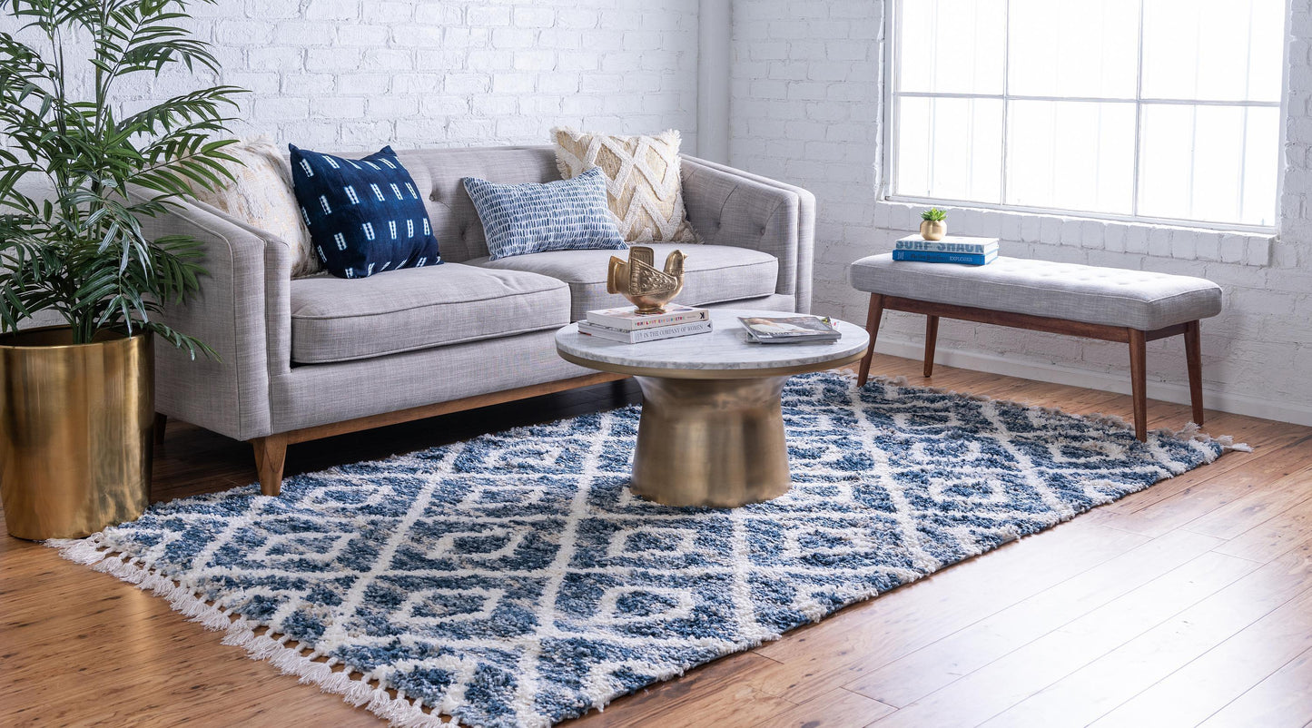 Frendorf | DiamondLuxe Shag - Teppich mit Diamantmuster | Shaggy Hochflorteppich | Weich & Modern | Perfekt für Wohnzimmer