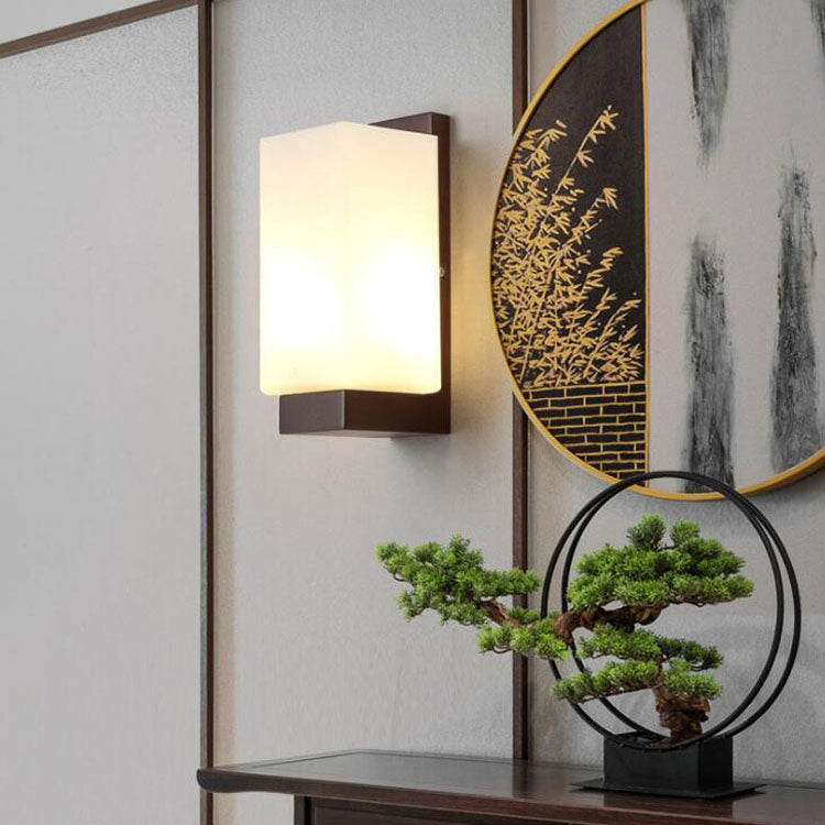 Frendorf | BrightLeaf Elegance Wandlampe | Antler-Design | Holzelemente & Zylinderglas | Perfekt fürs Wohnzimmer