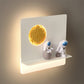 Zeitgenössische kreative Eisenharz runde Astronaut LED Wandleuchte Lampe für Schlafzimmer