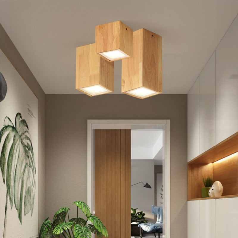 Frendorf | LumaKube Nordic Design LED Deckenleuchte | Holzoptik | Flush Mount | Warmweiß oder Kaltweiß | Stilvolle Beleuchtung für Zuhause