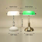 Traditionelle chinesische rechteckige antike Bank Metall Glas 1-Licht Tischlampe für Schlafzimmer