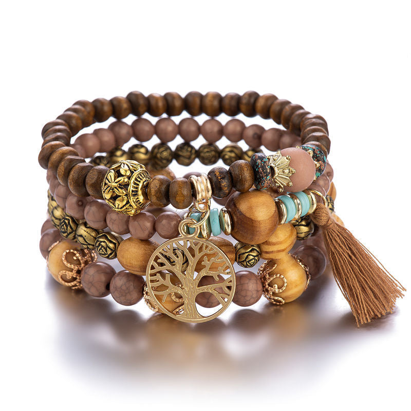 Frendorf | Boho Mehrschichtige Holzperlenarmband
