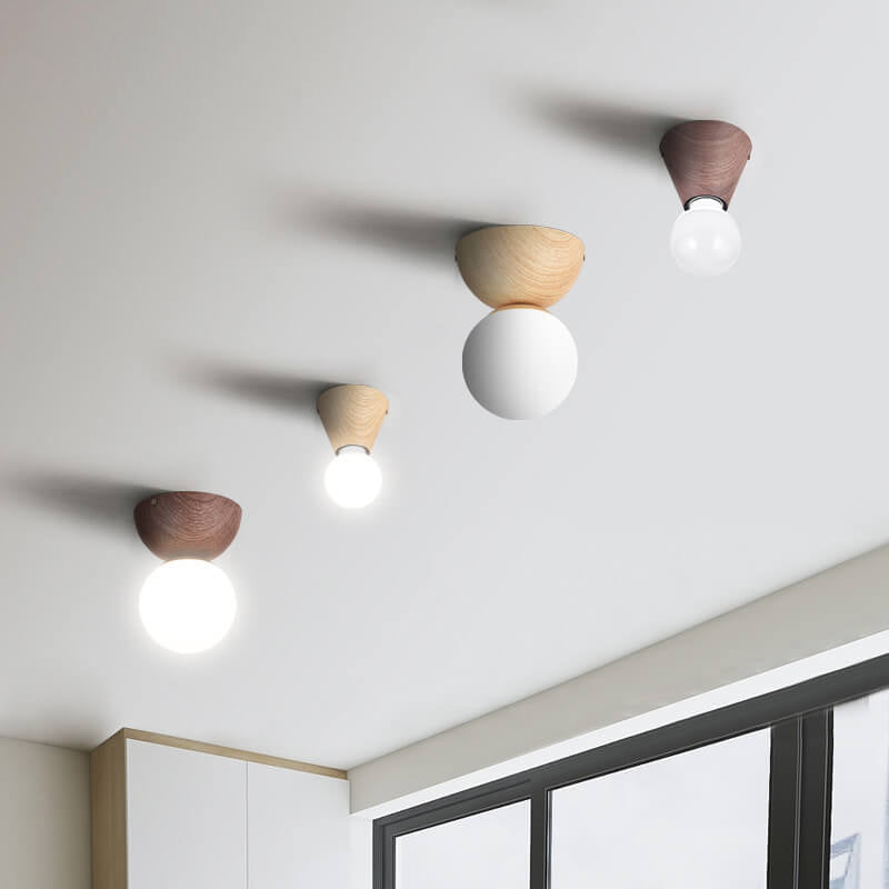 Frendorf | LumaFlair ZenGlow Japanischer Minimalismus LED Deckenleuchte | Holzoptik | Glasdesign | Runde Form | Flush Mount | Stilvolle Beleuchtung
