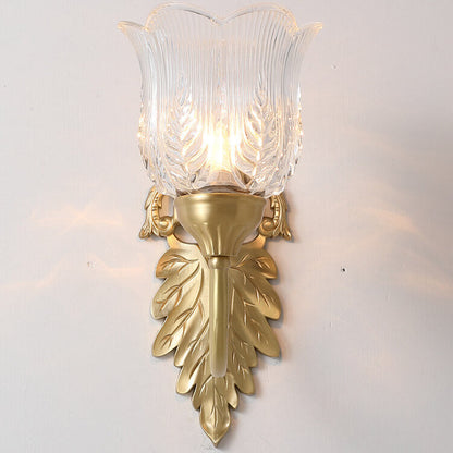 Frendorf | LustraBloom Vintage Wandleuchte | Messing & Glas | 1/2 Flammen | Elegantes Blütendesign