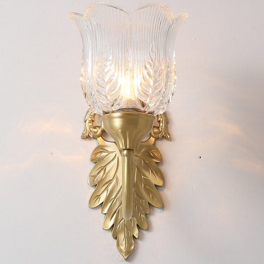 Frendorf | LustraBloom Vintage Wandleuchte | Messing & Glas | 1/2 Flammen | Elegantes Blütendesign