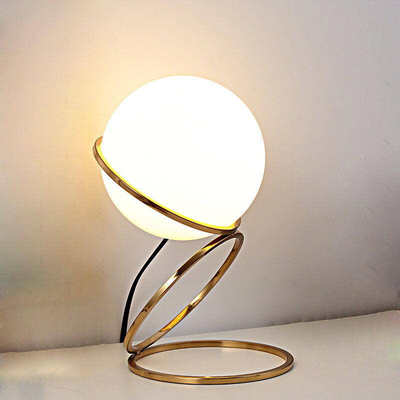 Frendorf | SpiraLume Kreative Tischlampe | Glas-Kugeldesign | Spiralfuß | Moderne Beleuchtung für Zuhause