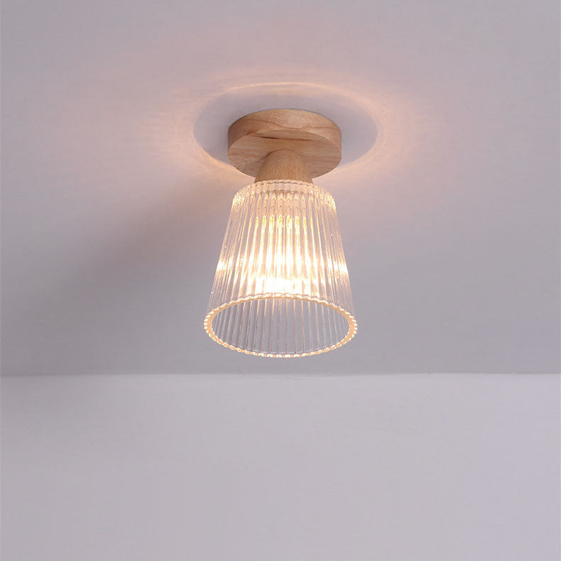 Frendorf | Logra Japanese Minimalist 1-Licht Semi-Flush Mount Deckenleuchte | Holz & Glas | Stimmungslicht | Deko für Zuhause