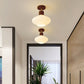 Frendorf | GlowLoom Nordic Oval Deckenleuchte | Holzstreifen Glasdesign | Halbrunde LED Lampe | Moderne Beleuchtung