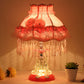 Frendorf | Elarion Glow Tischlampe | Europäisches Design | Stoffschirm & Glasfuß | Dimmbar | Romantische Beleuchtung