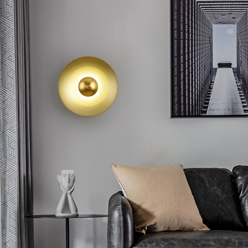 Contemporary Creative Macaron Flying Saucer Hardware LED Wall Sconce Lamp For Bedroom
