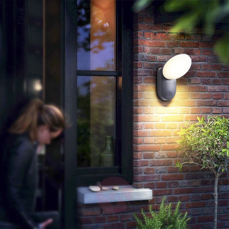 Zeitgenössische industrielle wasserdichte Aluminium-PC runde Schirm-LED-Wandlampe für Garten
