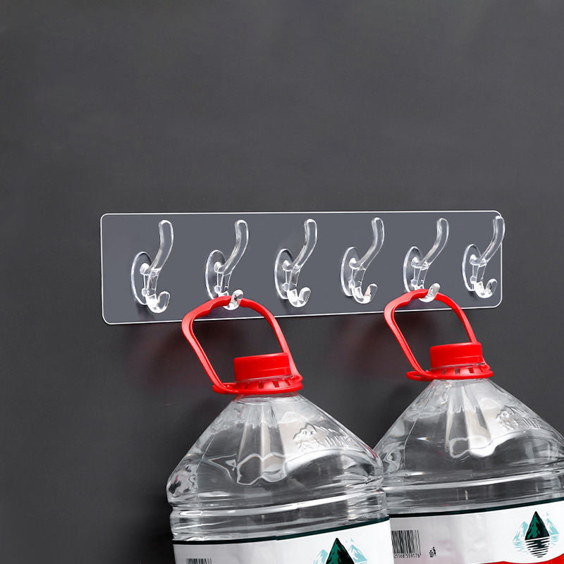 Frendorf | 6 Haken Multifunktionale selbstklebende Haken Keine Bohrung Wand Transparenter Hänger